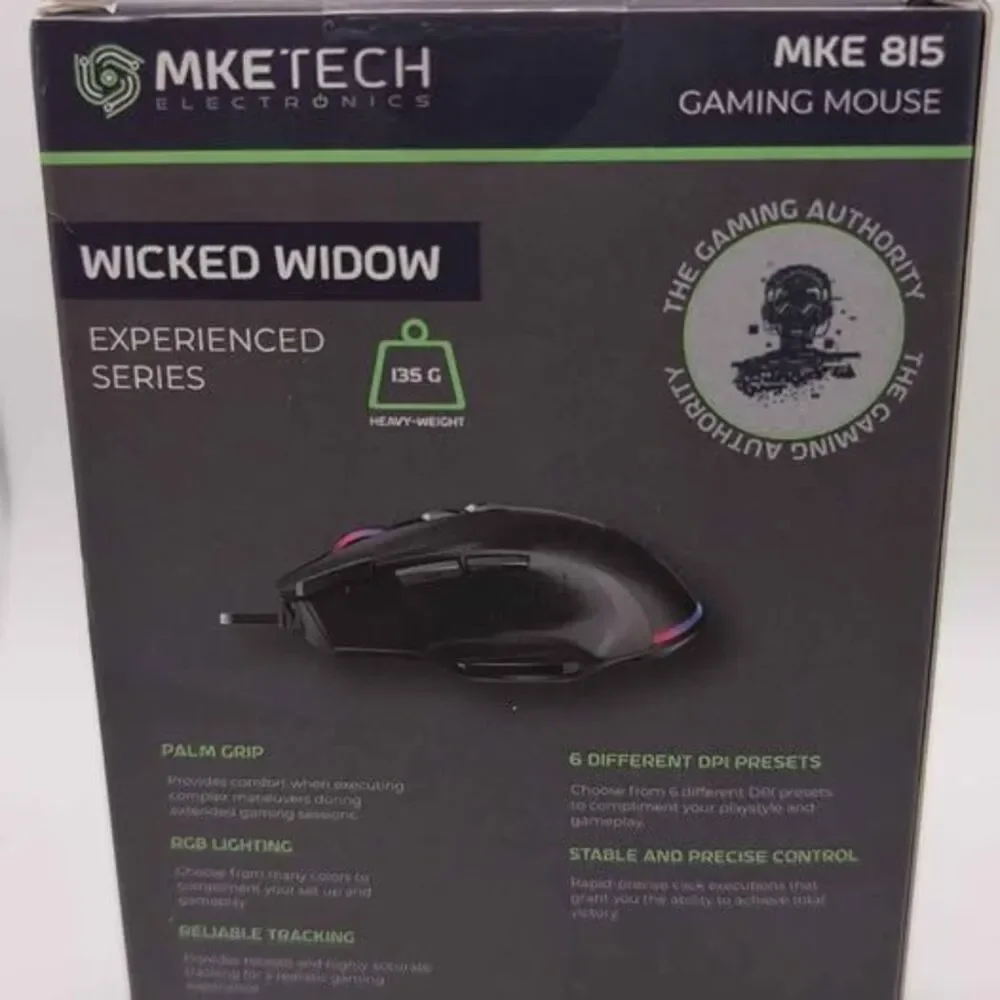 MKETECH Wicked Widow (MKE-815) Wired Heavyweight Gaming Mouse - Brand New in Box